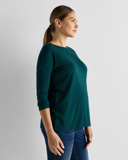 Bamboo Jersey Maternity Long Sleeve Tee (2-pack) - XS / Wine Tasting Red/Nocturnal Green