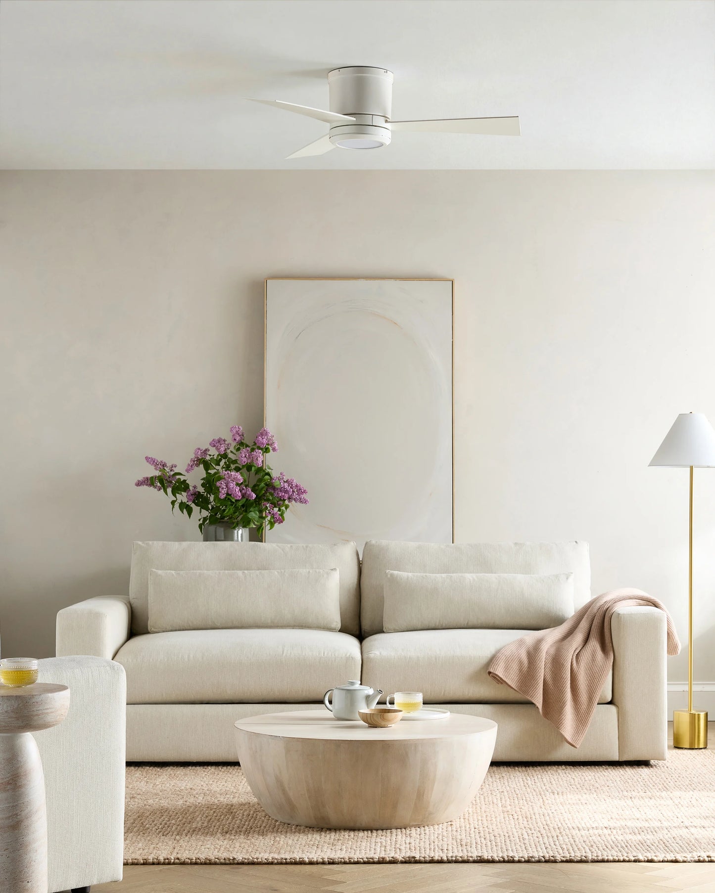 Simple Metal Hugger LED Ceiling Fan - 42" / White