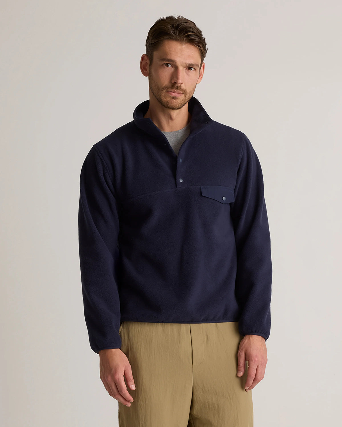Polar Fleece Snap Pullover - S / Bold Black
