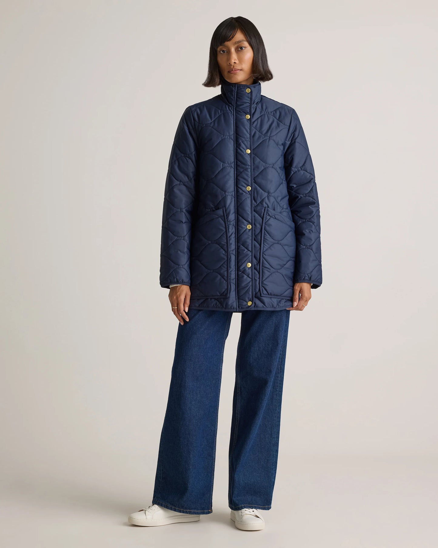 Featherless Quilted Long Puffer Jacket - XS / Silken White