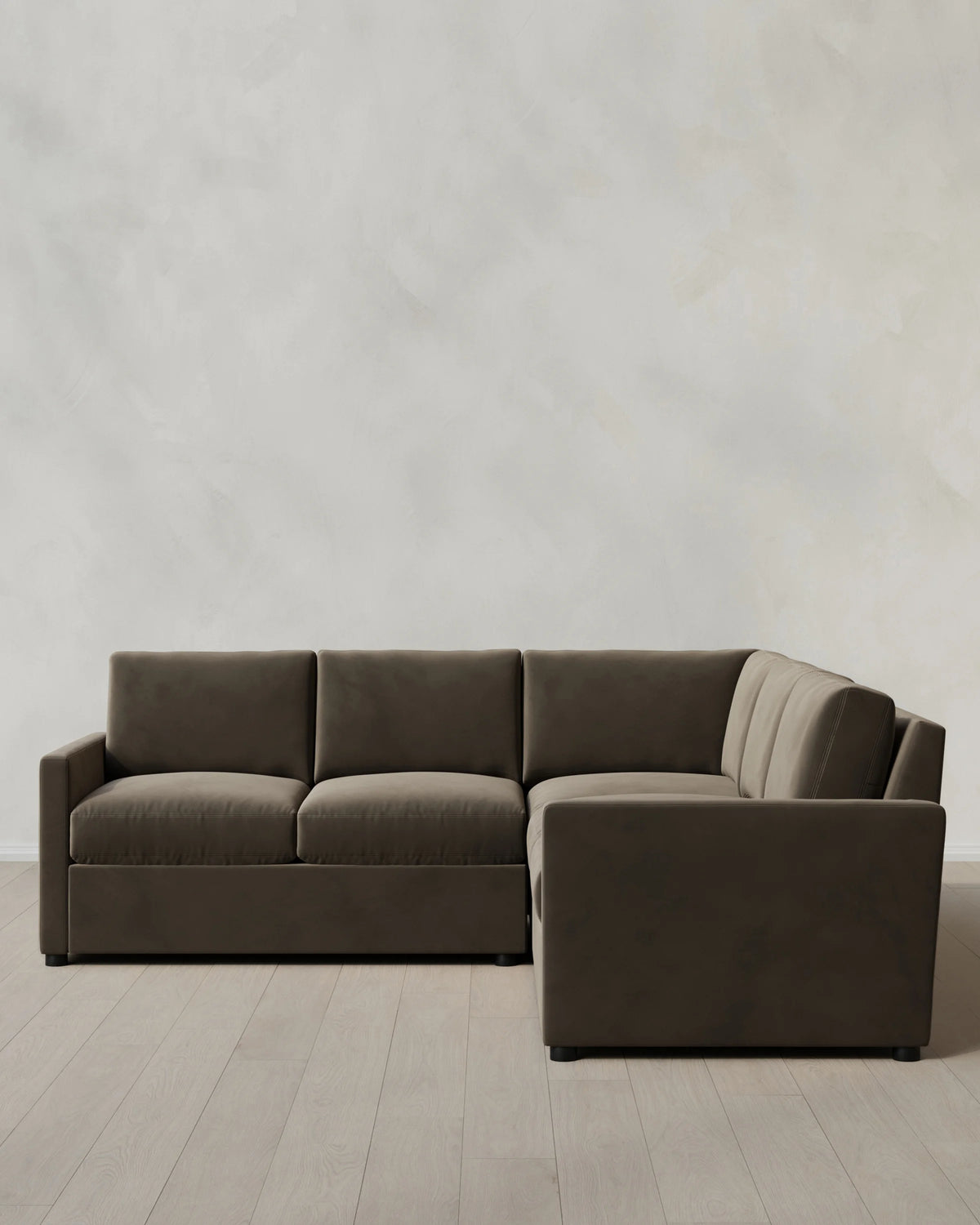 Brennan L Sectional in Performance Velvet - 99x99 / Taupe
