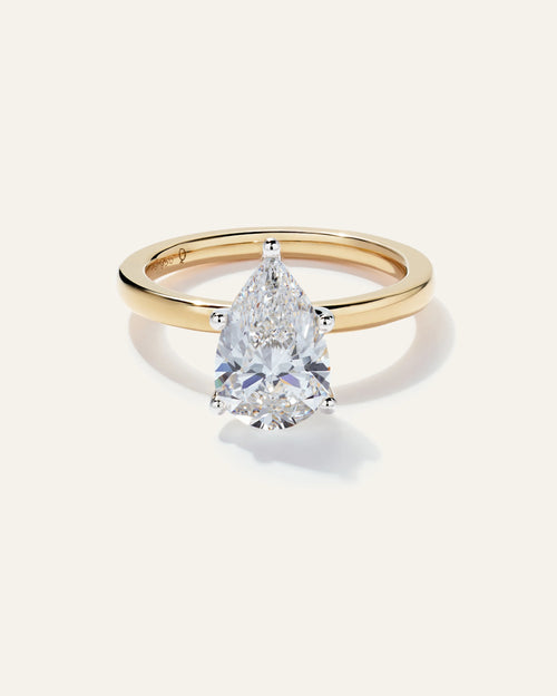 Lab Grown Diamond Pear Comfort Fit Engagement Ring - 2.5ct - 4 / Yellow Gold