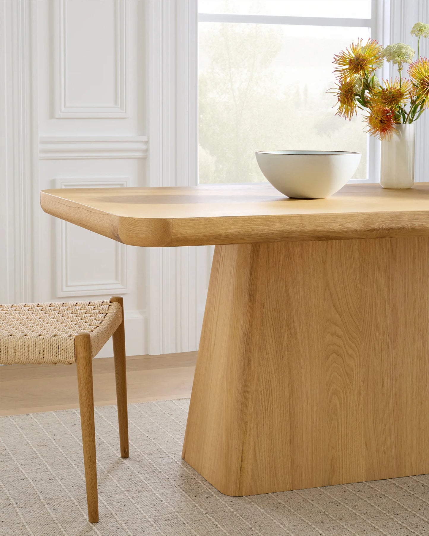 Rustic Oak Plinth Dining Table - 71" / Natural
