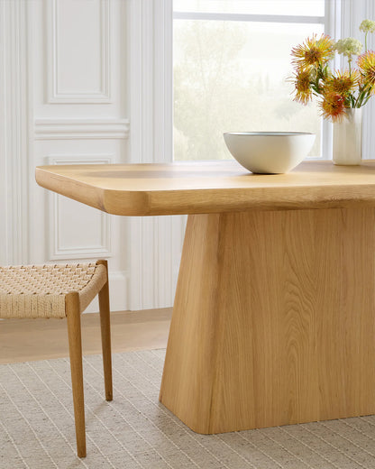 Rustic Oak Plinth Dining Table - 71" / Natural