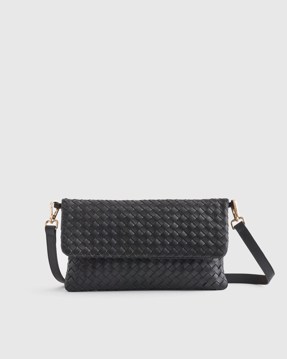 Italian Leather Handwoven Convertible Clutch - One Size / Cognac