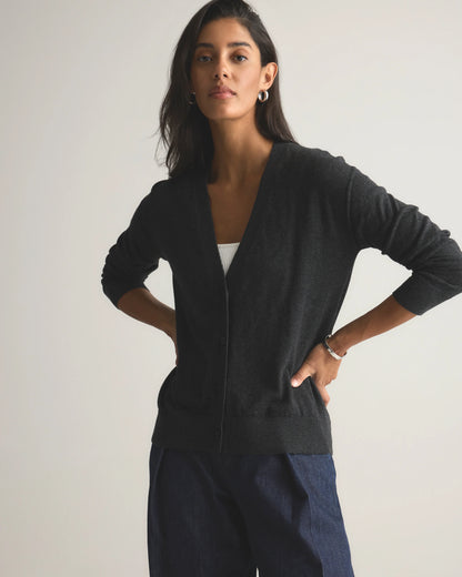 Lightweight Cotton Cashmere Cardigan - XS / Heather Oatmeal