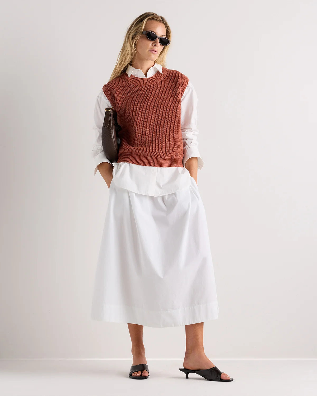 Cotton Linen Sweater Tank - XS / Canyon Burnt Orange