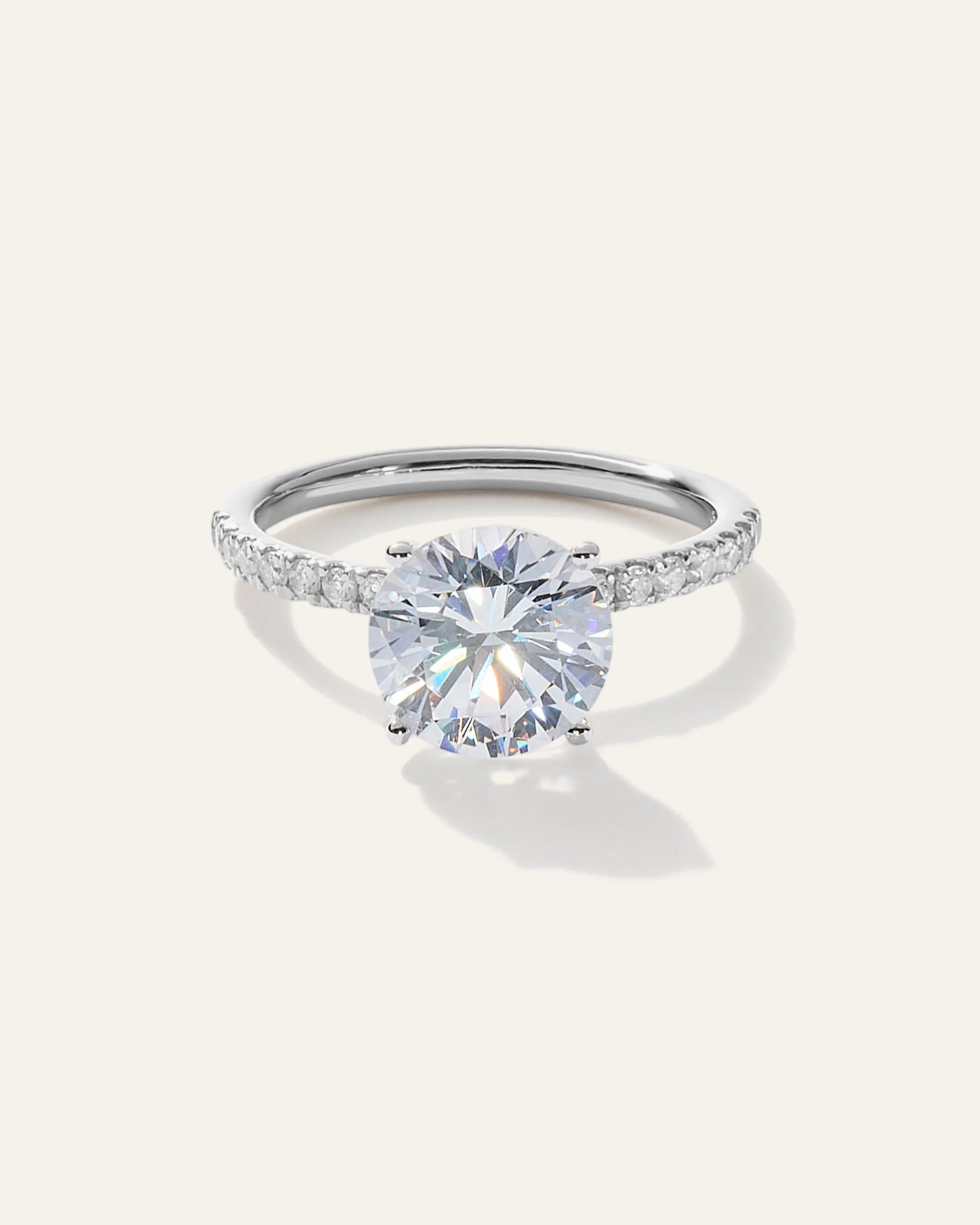 Lab Grown Diamond Round Petite Pave Engagement Ring - 3ct - 4 / Yellow Gold