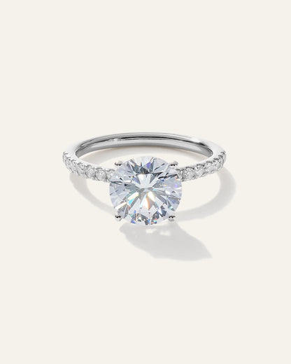 Lab Grown Diamond Round Petite Pave Engagement Ring - 3ct - 4 / Yellow Gold