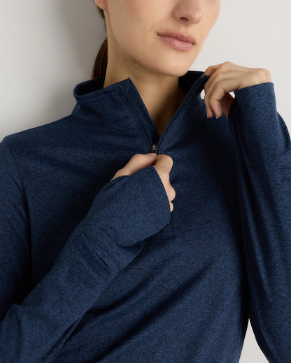 Flowknit Quarter-Zip Pullover - XS / Heather Deep Navy