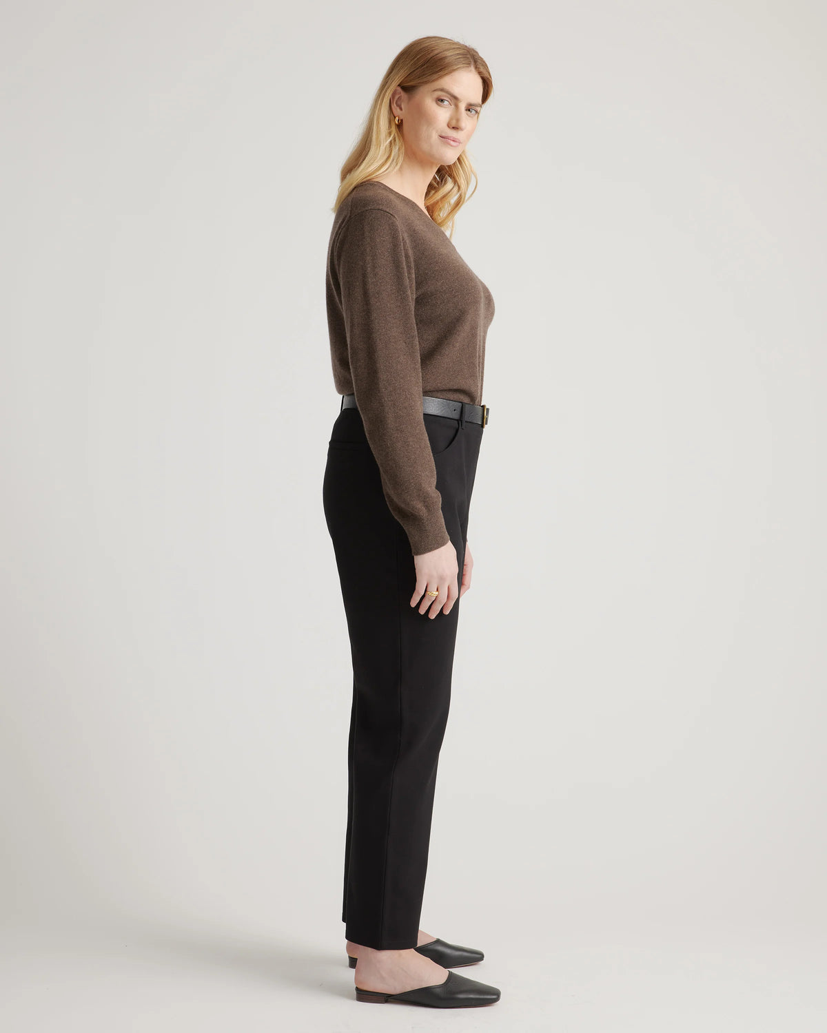 Ultra-Stretch Ponte Straight Leg 4-Pocket Pants - XS / Black