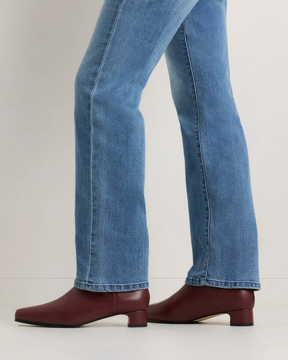 Italian Leather Kitten Heel Ankle Boot - 5 / Merlot