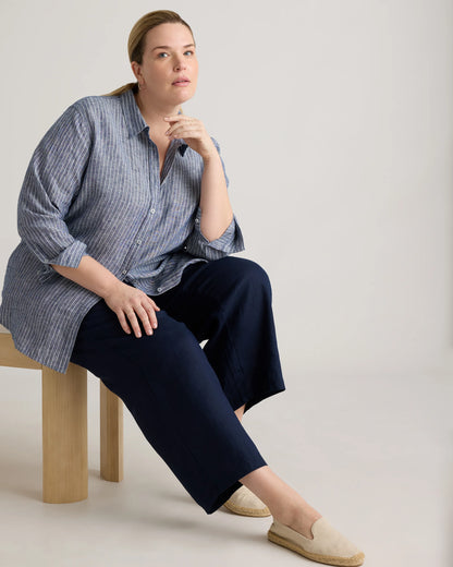 100% European Linen Long Sleeve Shirt - 1X / Flax
