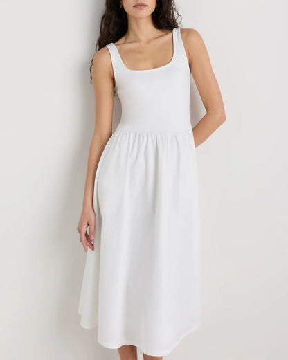Cotton Mixed Media Tank Dress - XS / Pale Custard Yellow