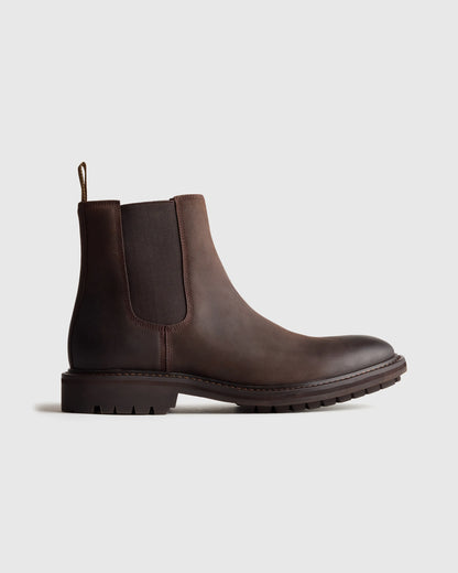Rugged Leather Lug Sole Chelsea Boot - 7 / Firewood