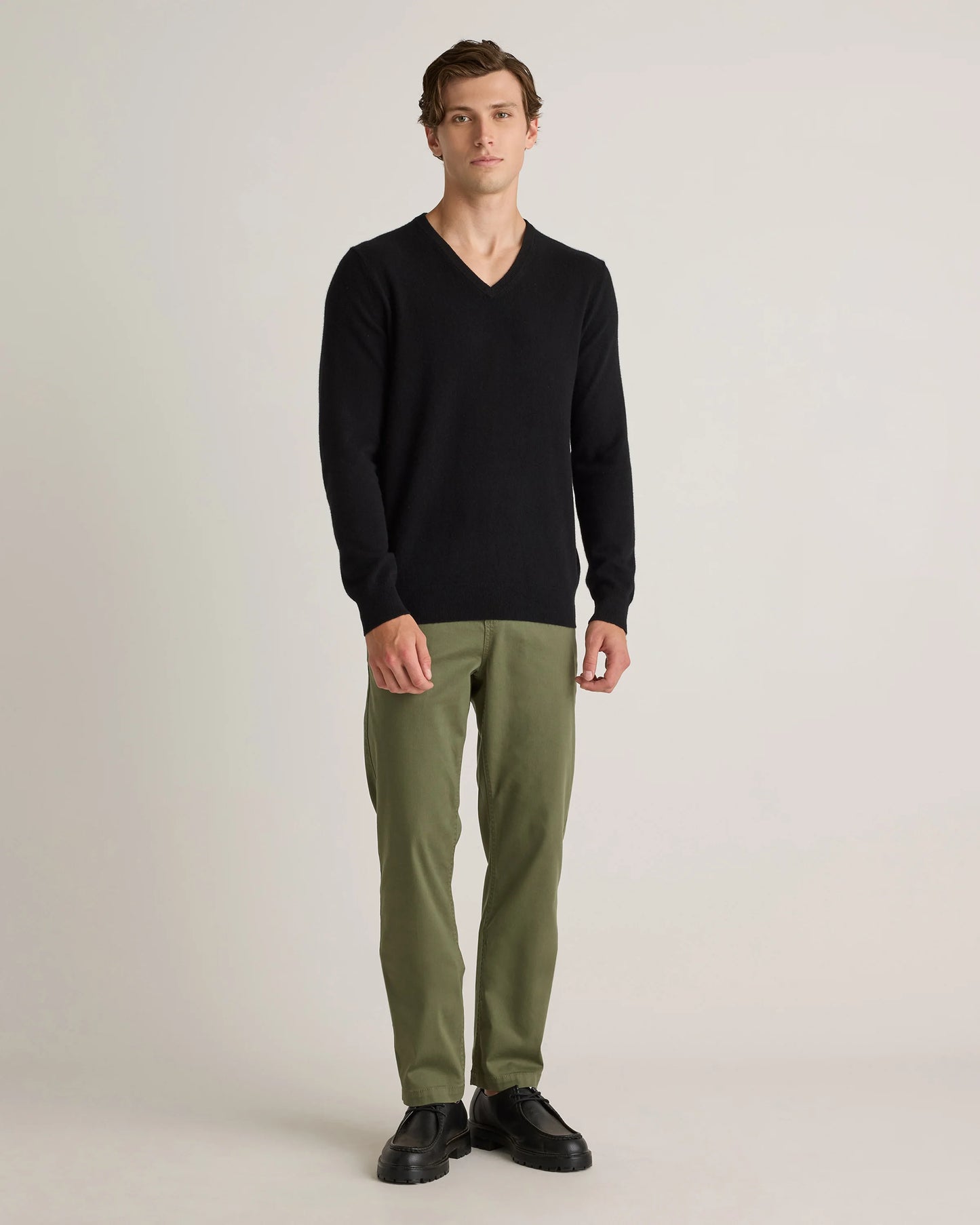 Mongolian Cashmere V-Neck Sweater - S / Oatmeal