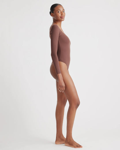 Second Skin Square Neck Long Sleeve Bodysuit - XS / Black