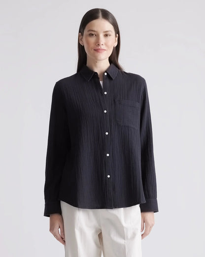 100% Organic Cotton Gauze Long Sleeve Shirt - XS / Khaki Gingham