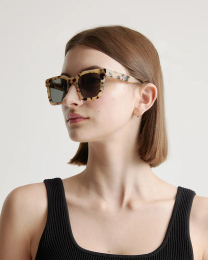 Riley Polarized Acetate Sunglasses - One Size / White Tortoise with Grey Lens