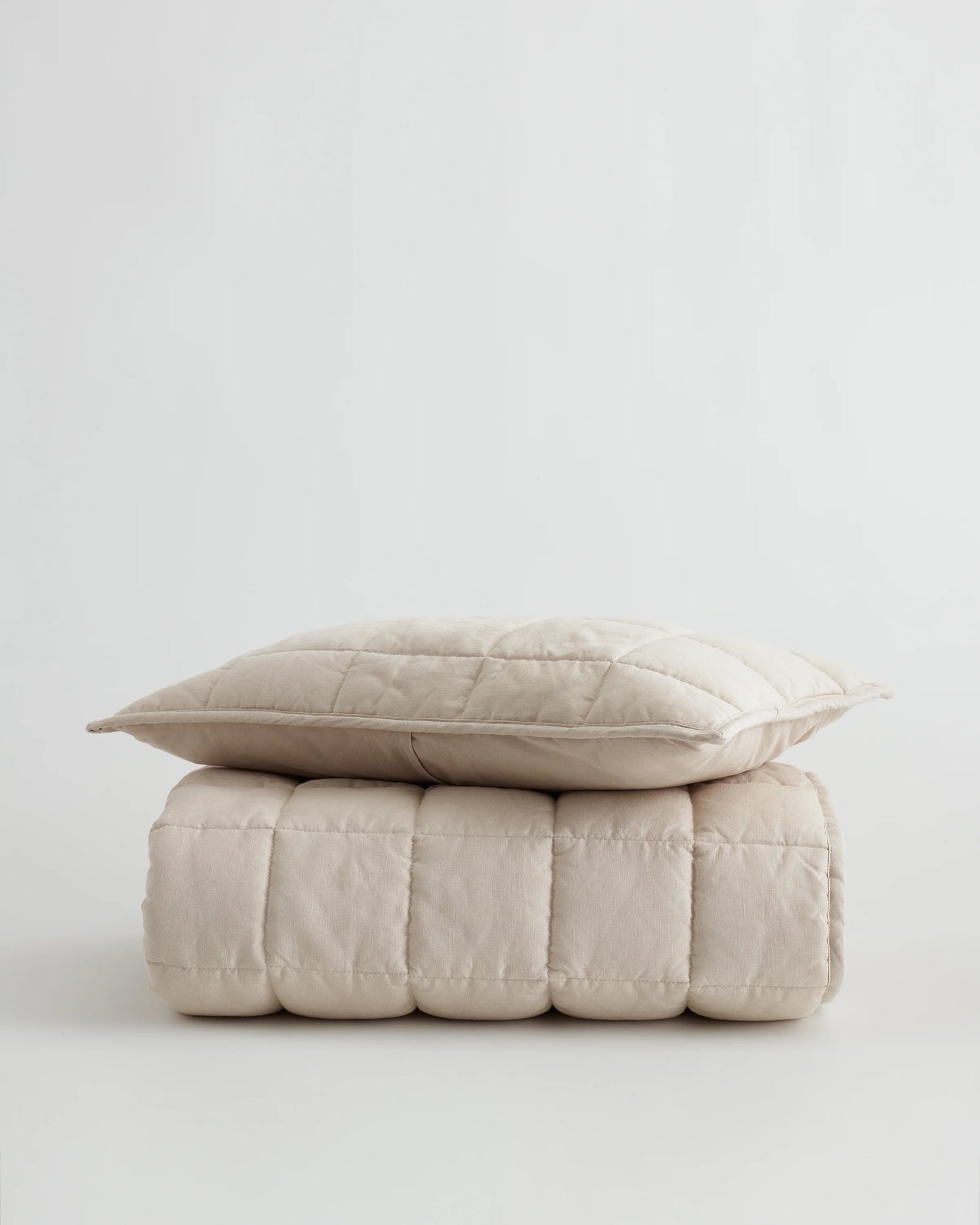 European Linen Toddler Quilt & Sham Set - One Size / White