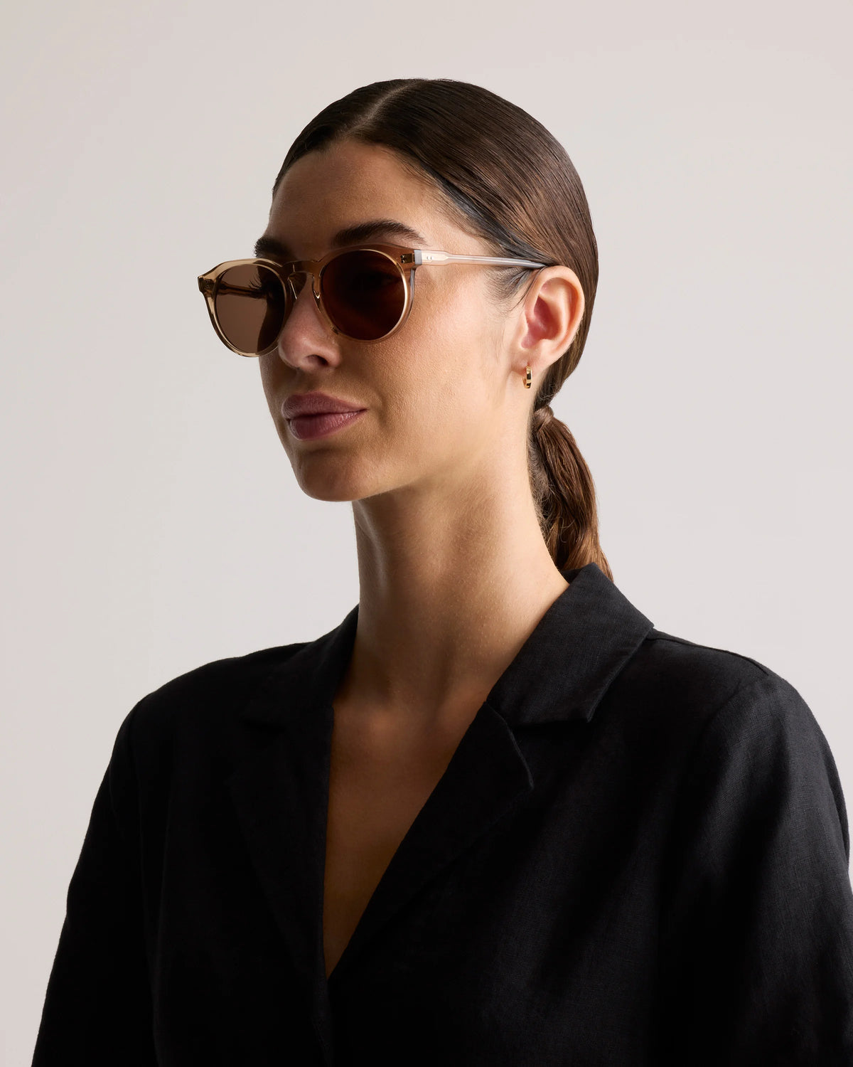 Tahiti Polarized Acetate Sunglasses - One Size / Clear Taupe with Brown lens