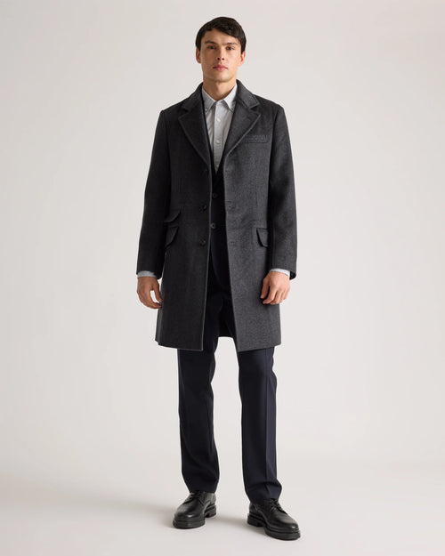 100% Mongolian Cashmere Double-Faced Overcoat - S / Heather Graphite