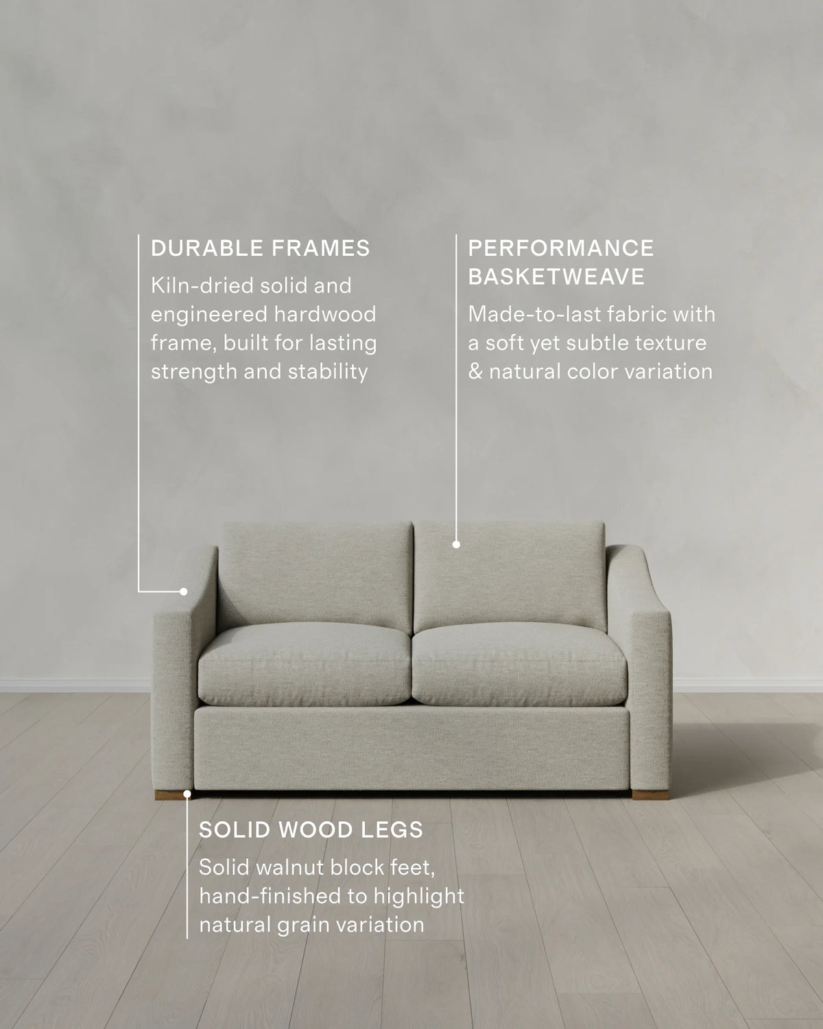 Hollis Slope Arm Sofa in Performance Basketweave - 72" / Flax