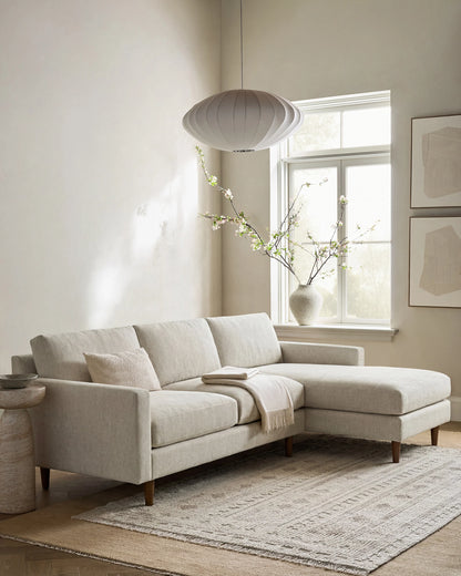 Atlas Midcentury Chaise Sectional in Performance Velvet - 106" Right Arm / Pine