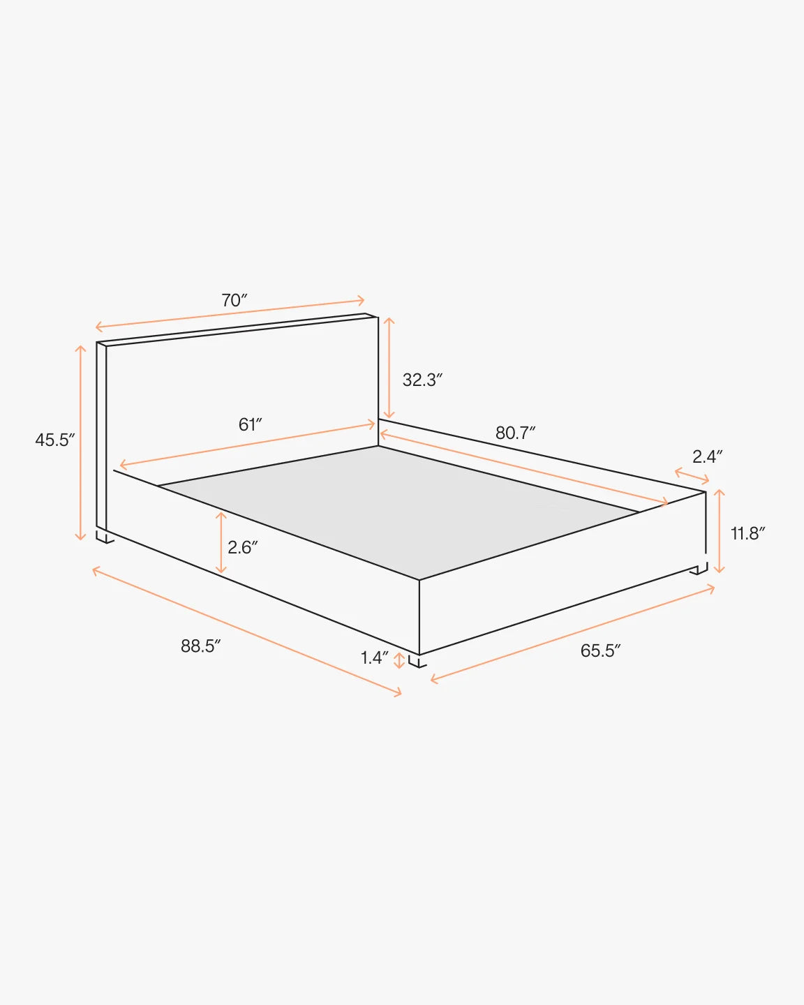 Tailored Edge Bed in Performance Linen - Queen / Light Grey