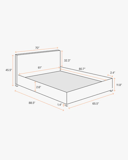Tailored Edge Bed in Performance Linen - Queen / Light Grey