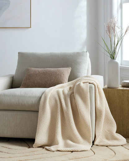 Organic Waffle Throw - 50x70 / Dried Sage