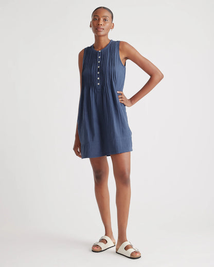 100% Organic Cotton Gauze Sleeveless Swing Dress - XS / Amaranth Pink