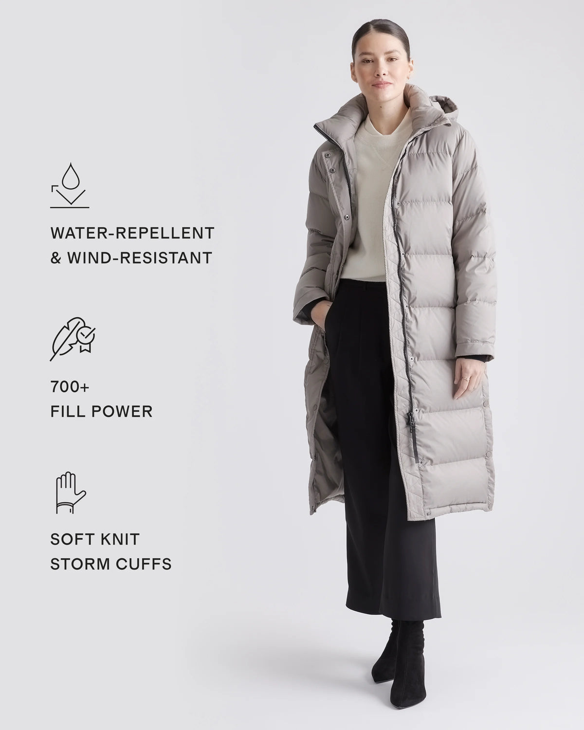 Responsible Down Long Puffer Jacket - XS / Black
