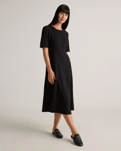 Ultra-Stretch Ponte Short Sleeve Midi Dress - XS / Ruby Red