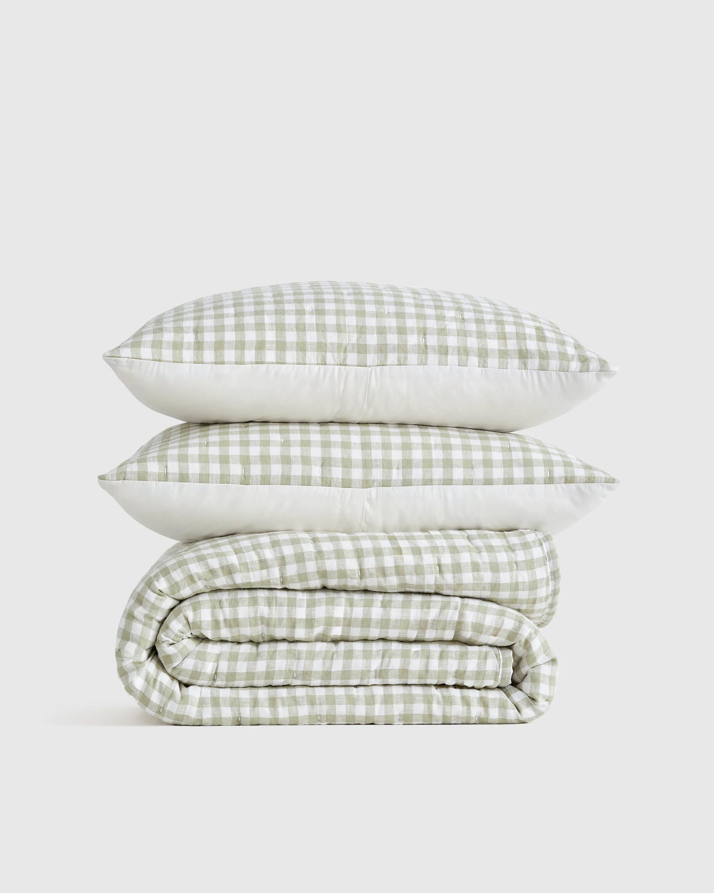 European Linen Patterned Quilt Set - Twin / Willowleaf Gingham
