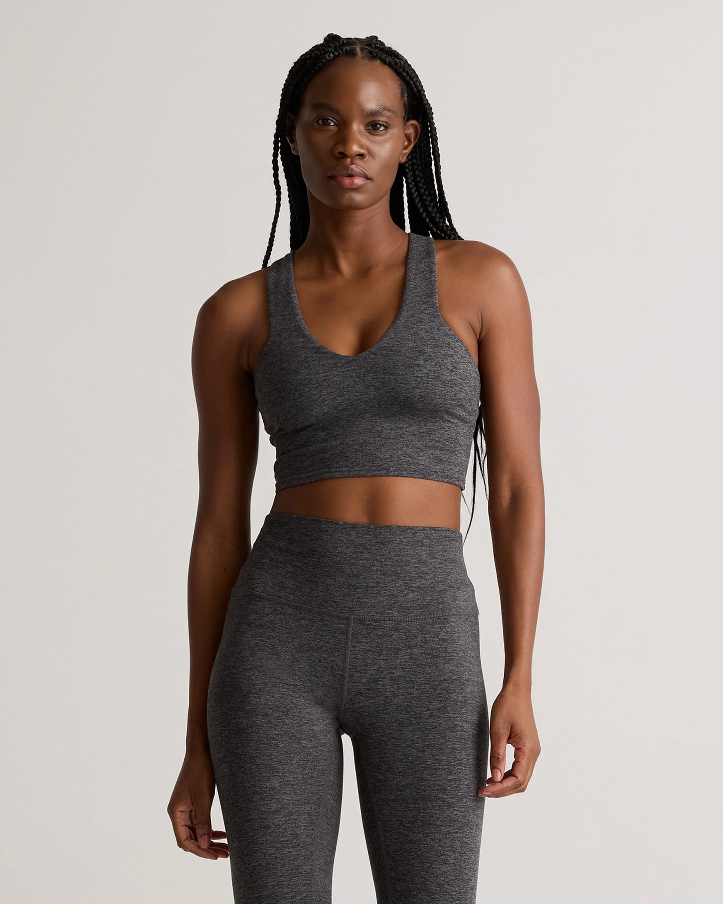 Ultra-Soft V-Neck Cropped Tank - XS / Heather Navy