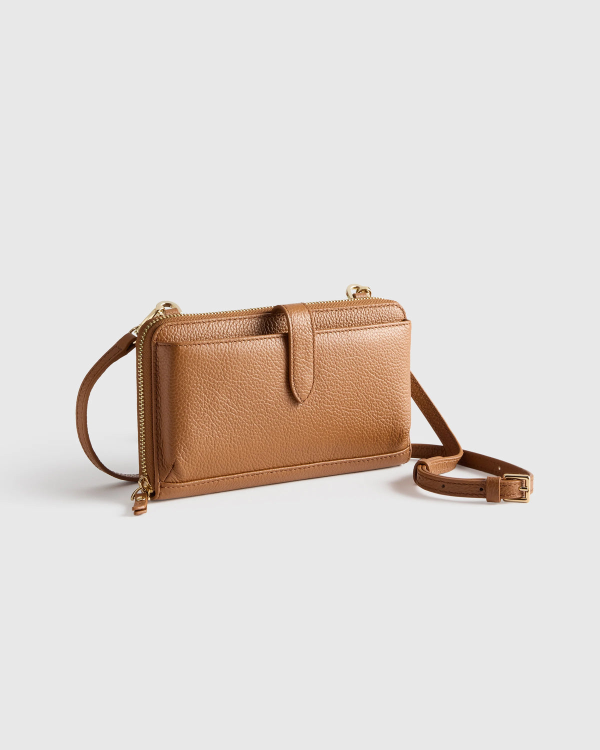 Italian Leather Phone Wallet Crossbody - One Size / Cognac
