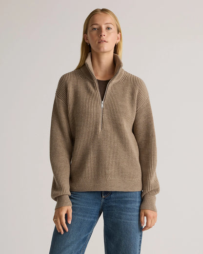 Australian Merino Wool Half Zip Sweater - XS / Heather Grey