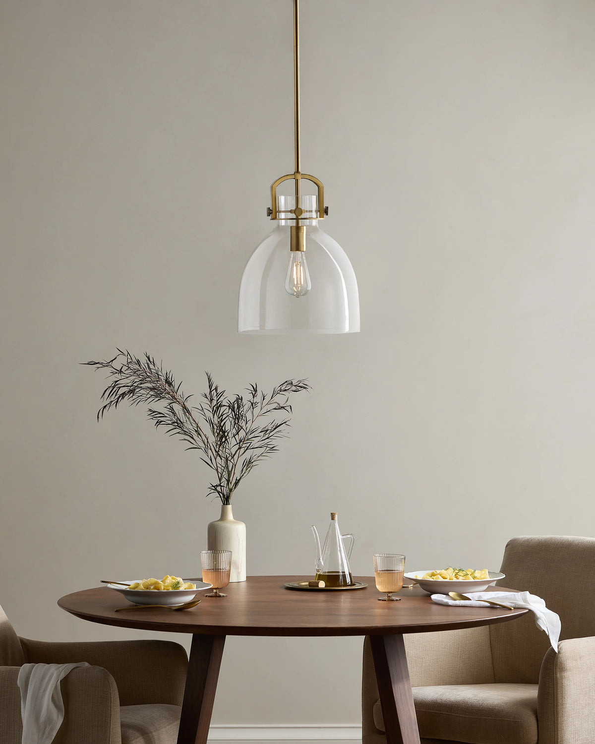 Minimalist Glass Bell Pendant Light - One Size / Brass