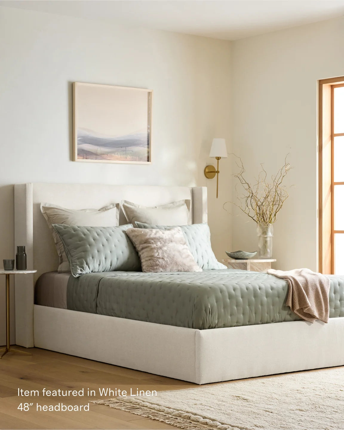 Plush Boucle Wingback Bed - Full / Ivory