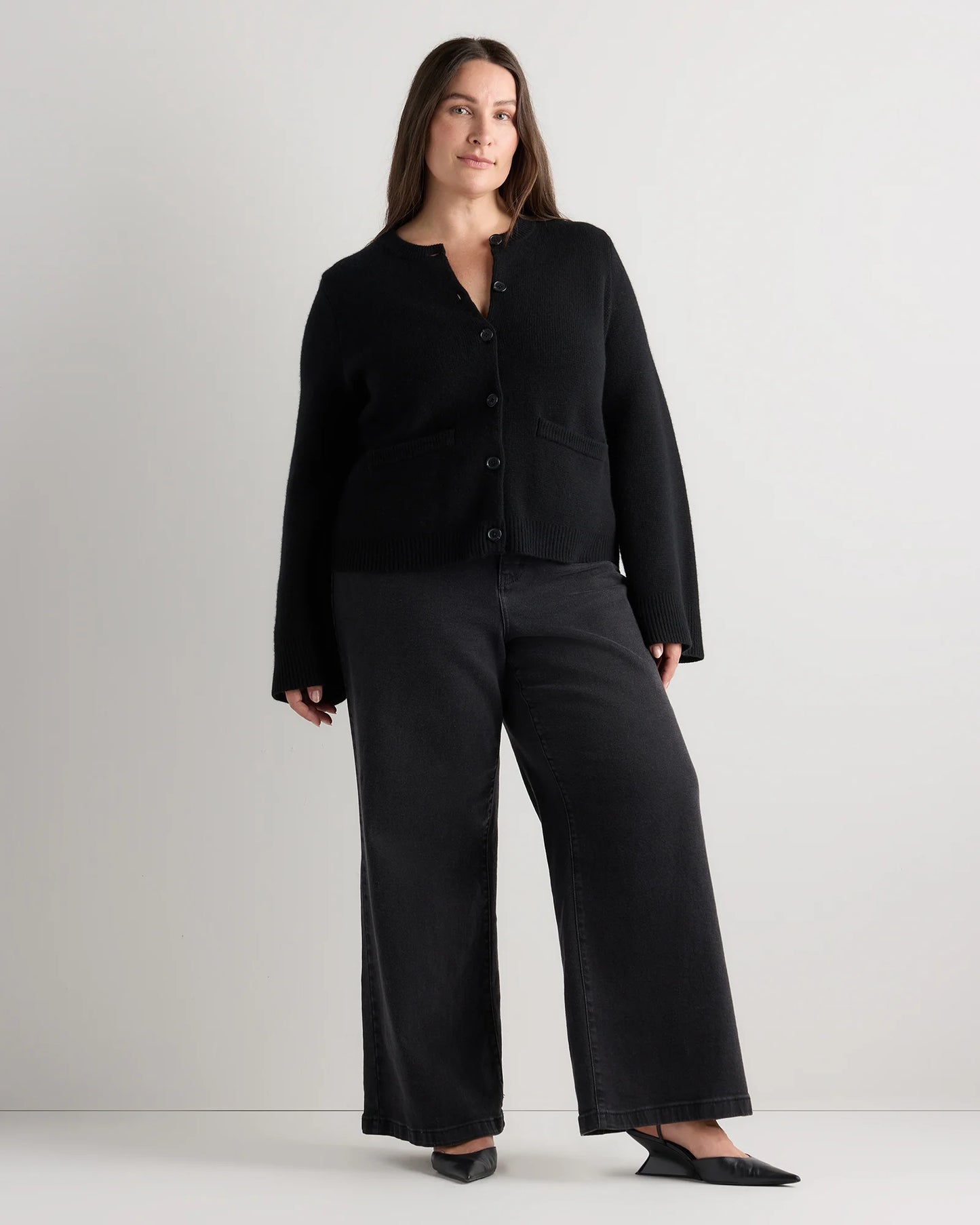 Mongolian Cashmere Structured Cardigan - 1X / Oatmeal