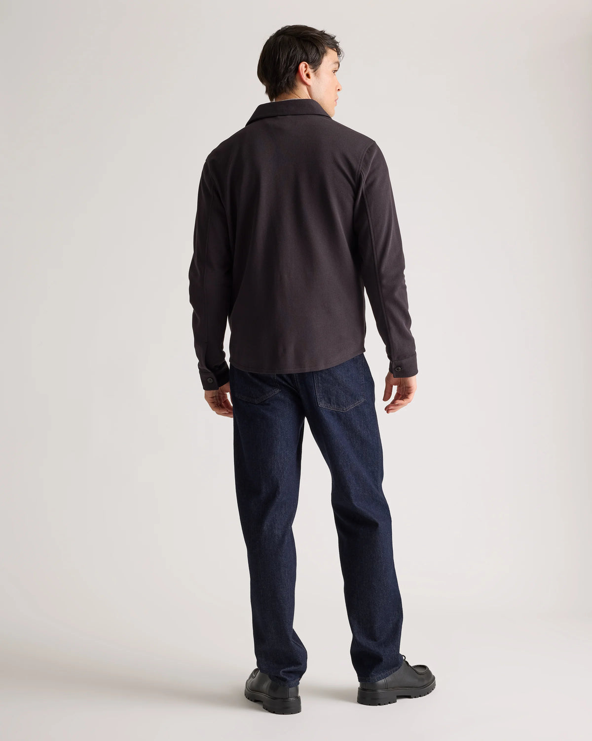 Cotton Pique Knit Overshirt - XS / Heather Charcoal