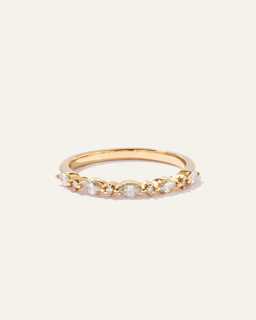 Diamond Alternating Marquise & Round Band - 4 / Yellow Gold