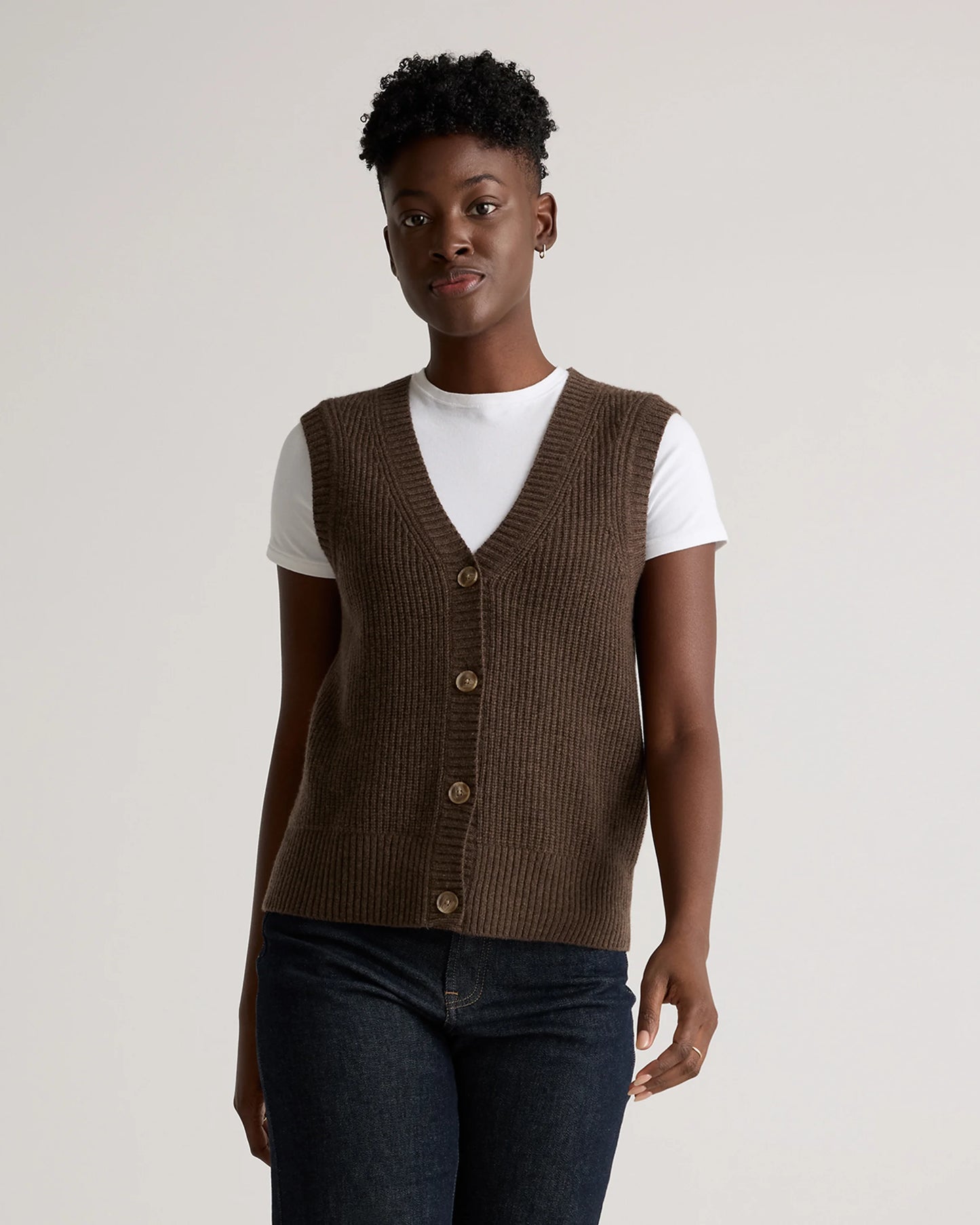 Mongolian Cashmere Fisherman Sweater Vest - XS / Oatmeal