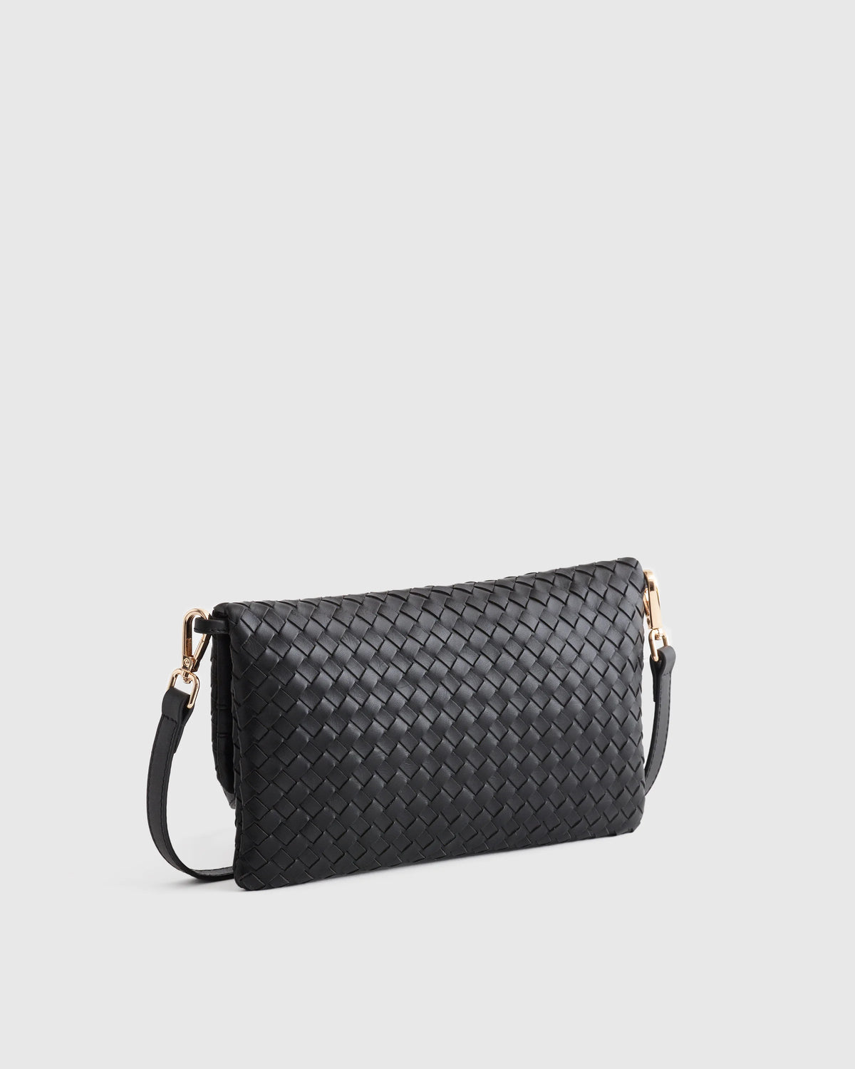 Italian Leather Handwoven Convertible Clutch - One Size / Cognac