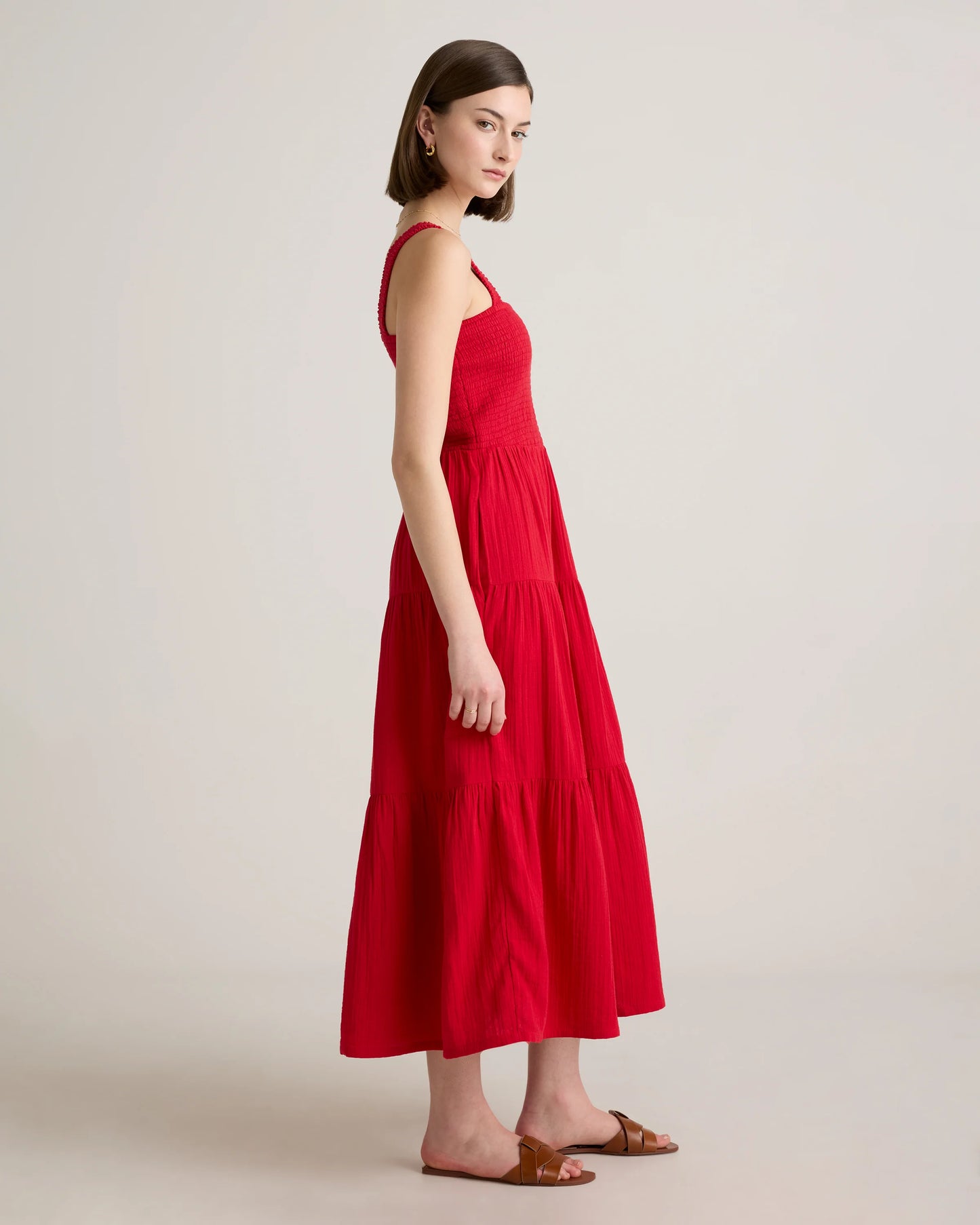 100% Organic Cotton Gauze Smocked Sleeveless Maxi Dress - XS / Ocean Breeze