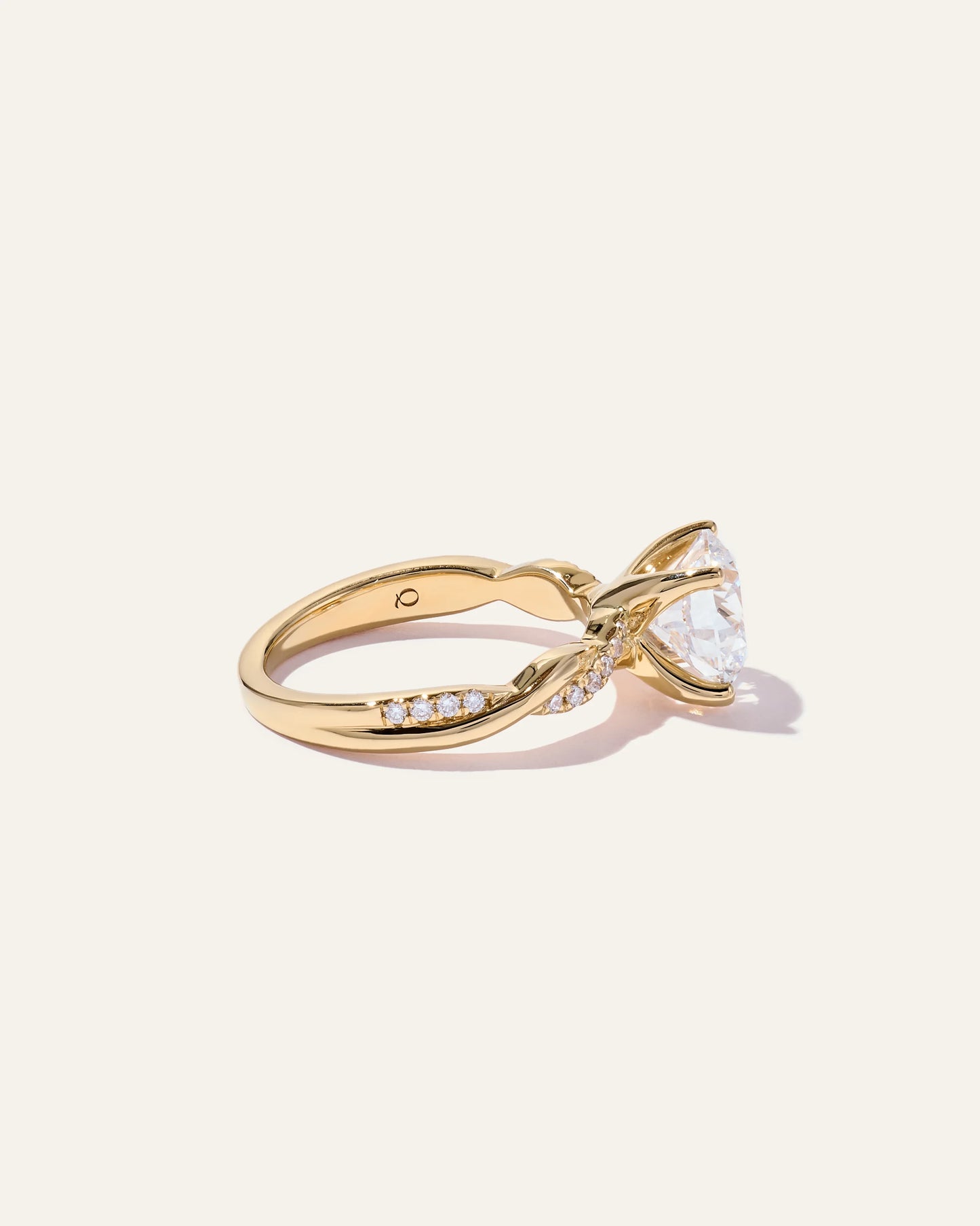 Lab Grown Diamond Round Twisted Engagement Ring - 2.5ct - 4 / Yellow Gold