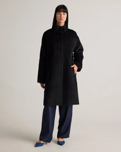 Alpaca-Wool Stand Collar Coat - XS / Rustic Brown