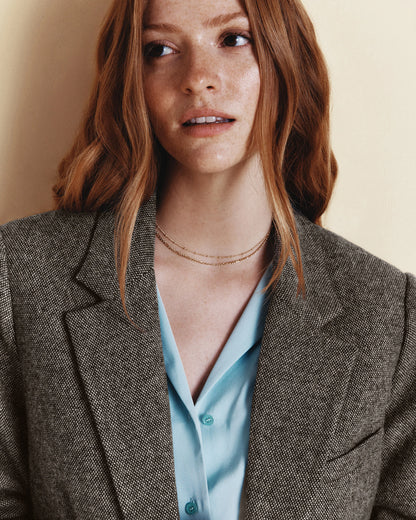 Italian Wool Oversized Blazer - XS / Textured Brown