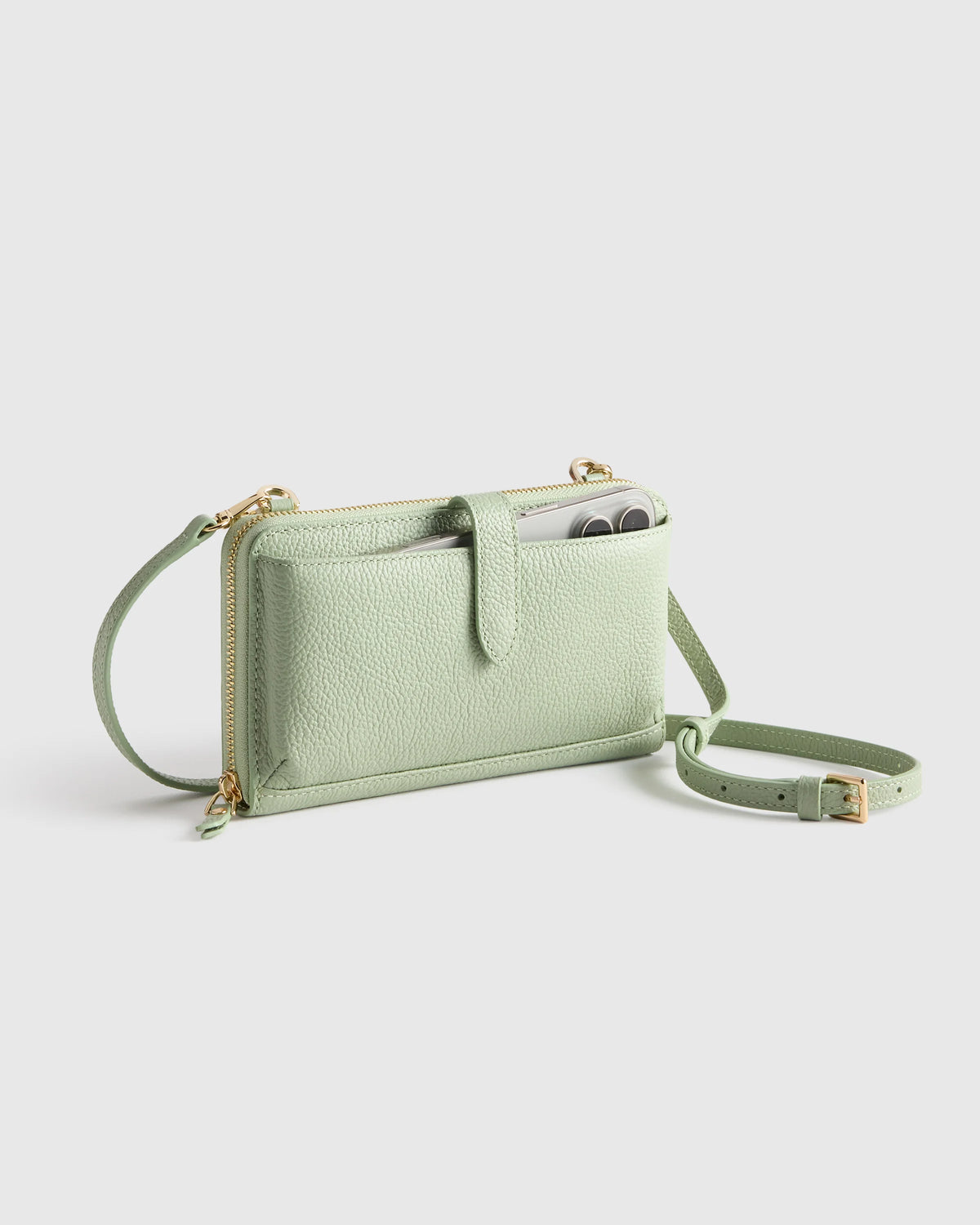 Italian Leather Phone Wallet Crossbody - One Size / Cognac